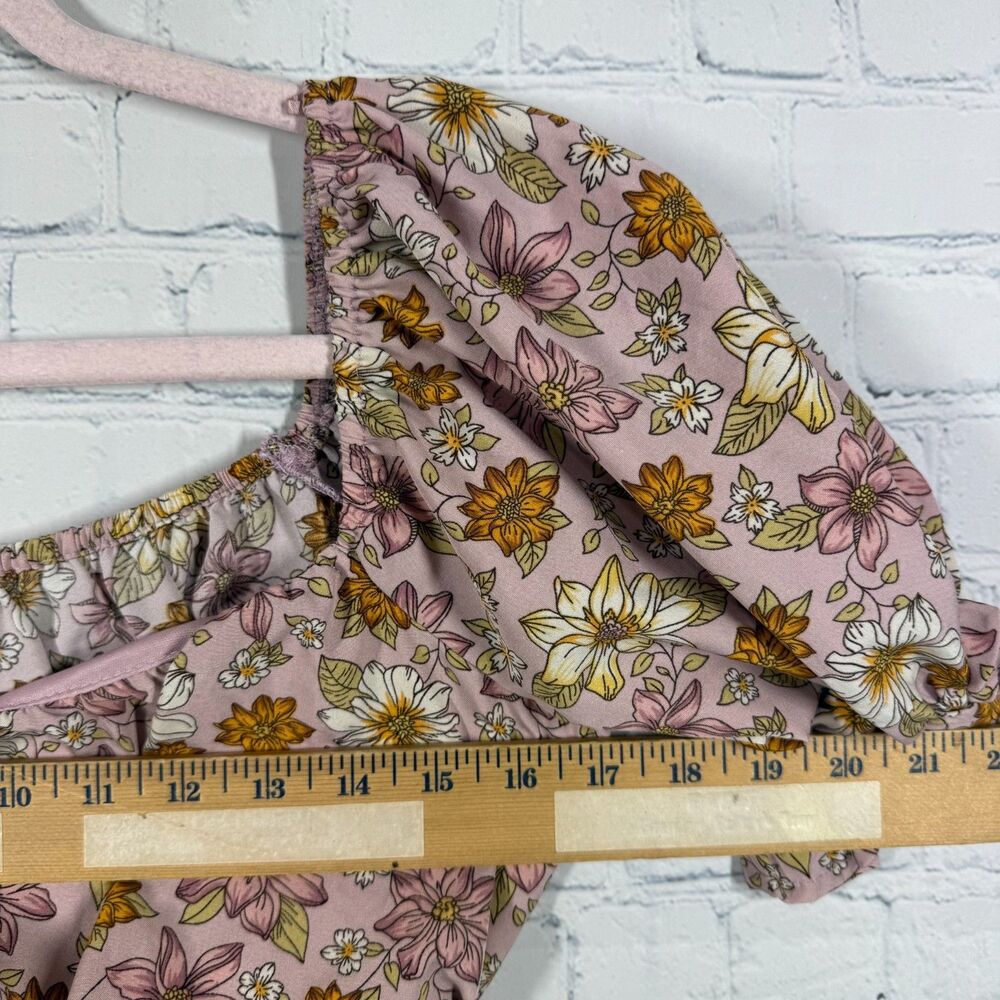Milk & Honey Crop Tie Blouse Women Medium Floral Bohemian Cottage Top - Picture 5 of 8